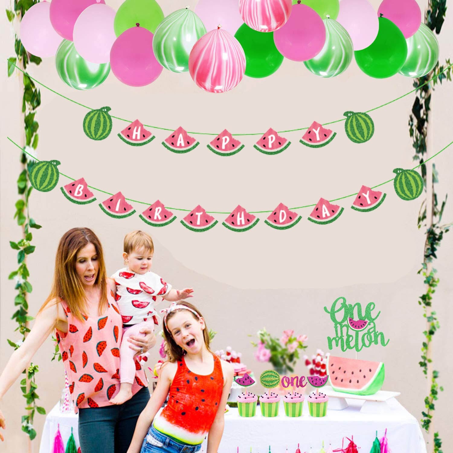 Summer Theme Birthday Party Decoration Agate Latex Balloon Watermelon Banner Cake Toppers Girl Years Old st 