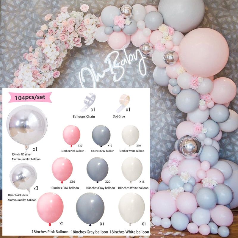 Balloons Arch Set Pink White Green Baloon Garland Baby Baptism Shower Balloon Kit Birthday Party Wedding Decoration 