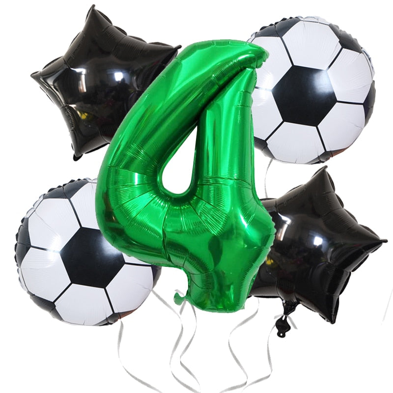 Football Balloons Birthday Party Decorations Foil Globos Kids Boy Cup Number Balloon Ball Soccer Sports Supplies 