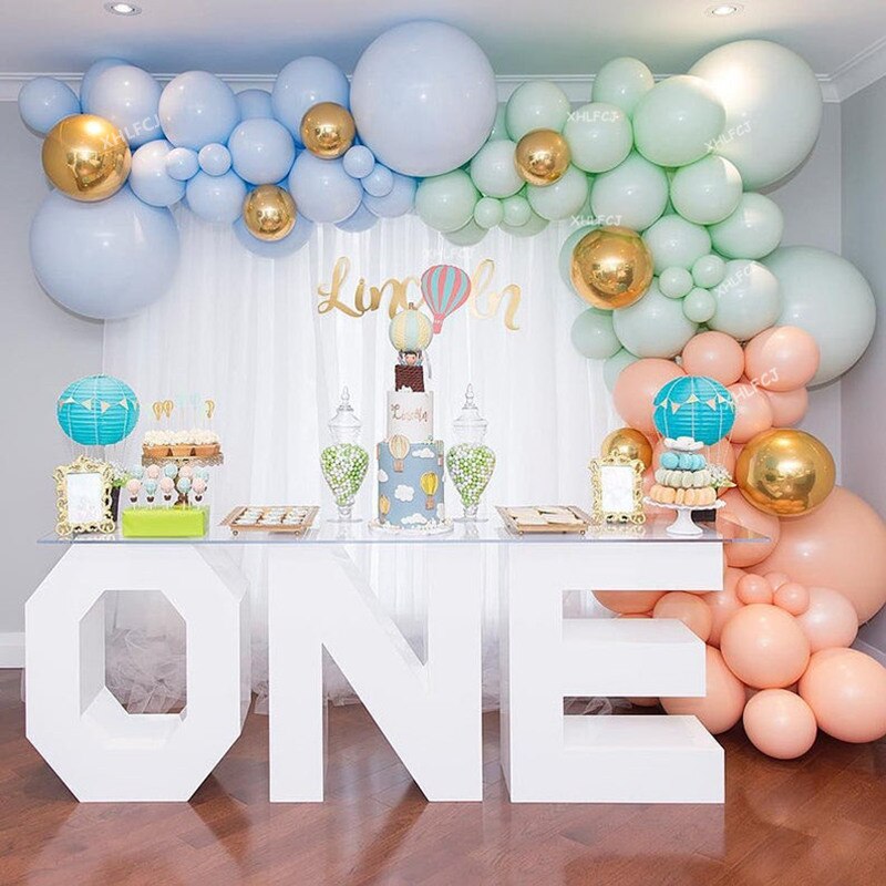 pcs Balloon Garland Kit macaron Pastel Blue Green Orange Latex Balloons Gold Balon Baby Shower Wedding Birthday Party Decor Inflatable Decorations