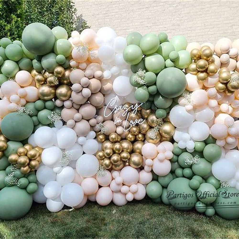 Multi Size Matte Pastel Pink Avocado Bean Green Latex Balloons Garland Kit Balls Wedding Jungle Party Home Decorations Globos 