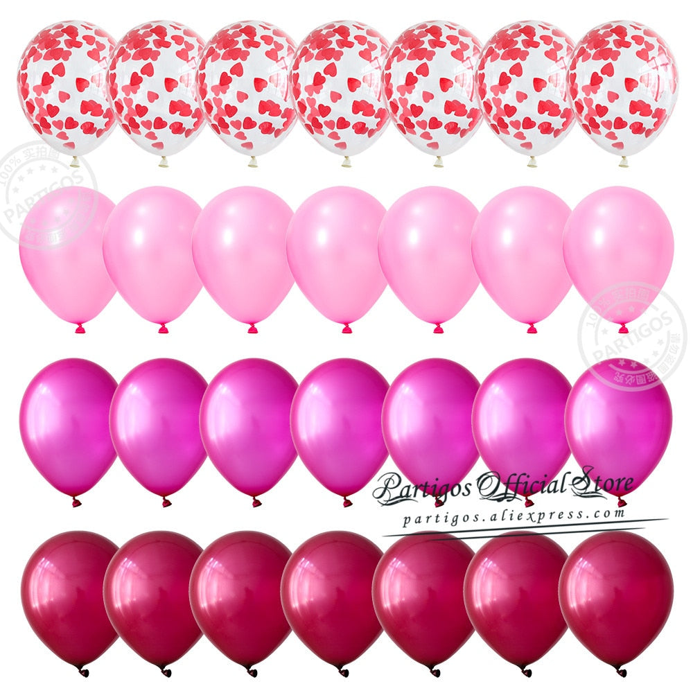 Pcs Inch Mix Red Pink Latex Balloons Heart Confetti Globos Wedding Destinations Valentine's Day Gifts Bride Party Supplies 