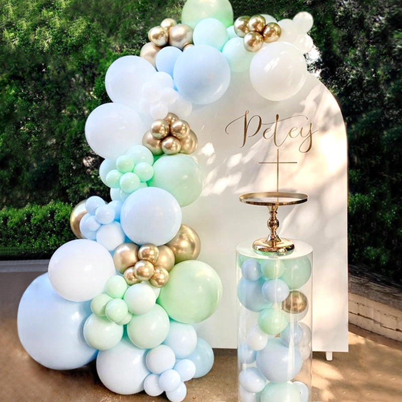 Balloons Arch Set Blue Green White Golden Balloon Garland Baby Baptism Shower Happy Birthday Party Wedding Decoration Inflatable Decorations