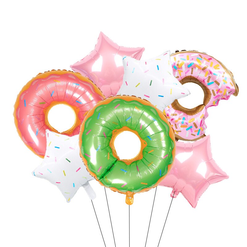 Donut Foil Balloon Set Girls Pink Green Blue Sweet Girl Theme Birthday Party Decoration Baby Shower Supplies 