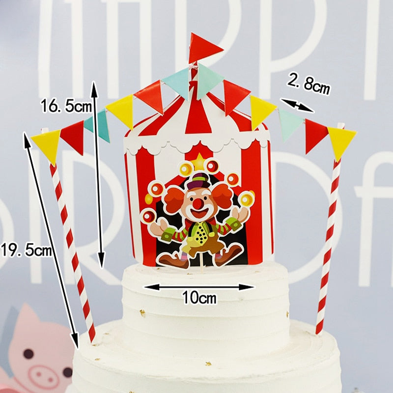 Circus Birthday Decor Cake Topper Clown Elephant Lion Boy Happy Decoration Prince Kid Party Gifts 