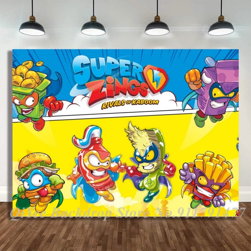 Super Zing Lightning Game Theme Party Photo Background Blind Gift Box Kids Family Birthday Backdrops Toys Table Decor 