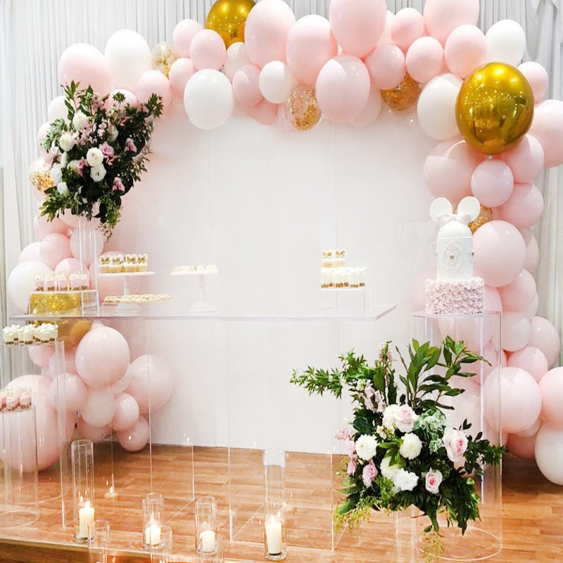 Balloons Arch Set Pink White Gold Confetti Balloon Garland Baby Baptism Shower Wedding Birthday Party Decoration Inflatable Decorations