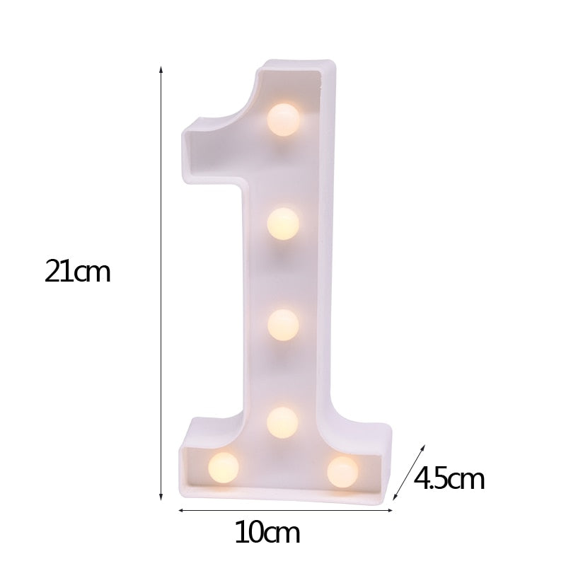 DIY LED Letter Numbers Night Light Wall Hanging Decoration Wedding Birthday Party Alphabet Digit Symbol Sign without Battery 