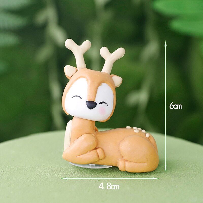 Lovely deer Baby Cake Toppers Cartoon Animal Forest Kid`s Birthday Party Decoration Deer Trees Cupcake Cakes Baking 