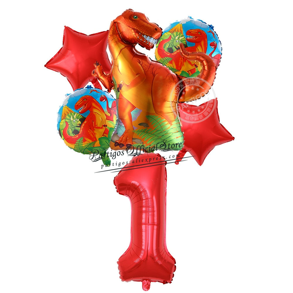 set Dinosaur Foil Balloons inch foil Number Globos Party Jungle Jurassic dragon boys Birthday Decors 