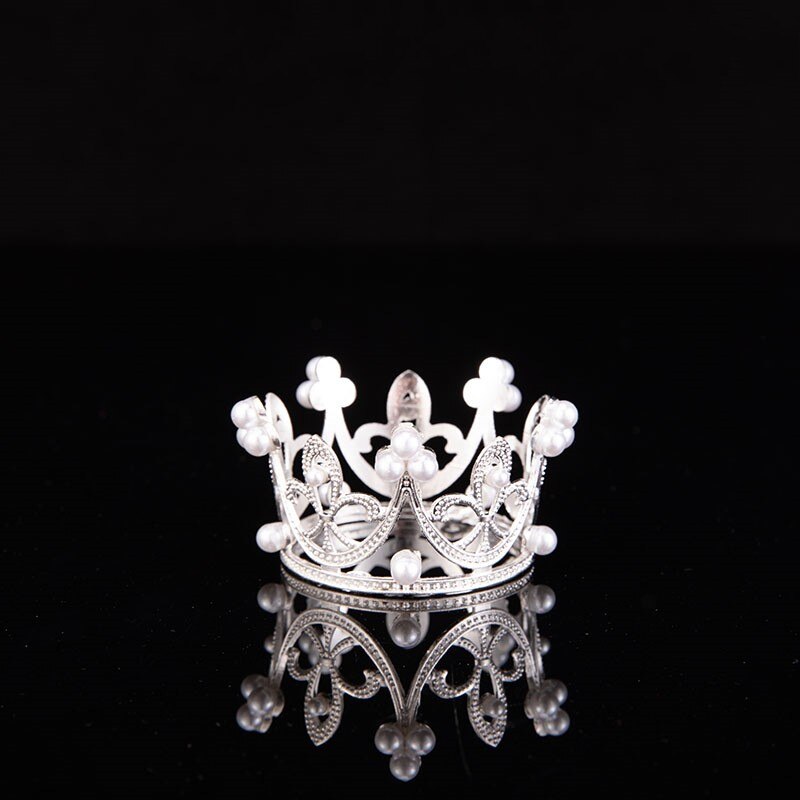 Mini Crown Cake Top Hat Romantic Pearl Wreath Happy Birthday Children's Hair Accessories Wedding Decoration Gift Party 