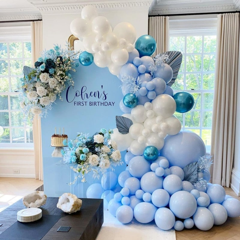 Balloons Arch Set Blue White Balloon Garland Baby Baptism Shower Wedding Kit Birthday Party Decoration Inflatable Decorations