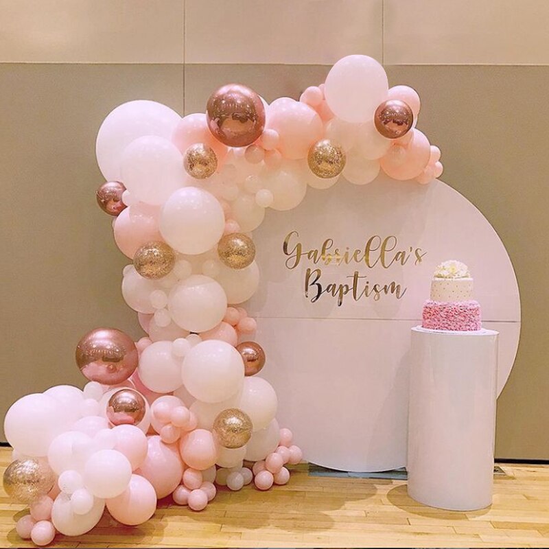 Balloons Arch Set White Pink Balloon Garland Birthday Party Kit Baby Baptism Shower Wedding Decoration Inflatable Decorations