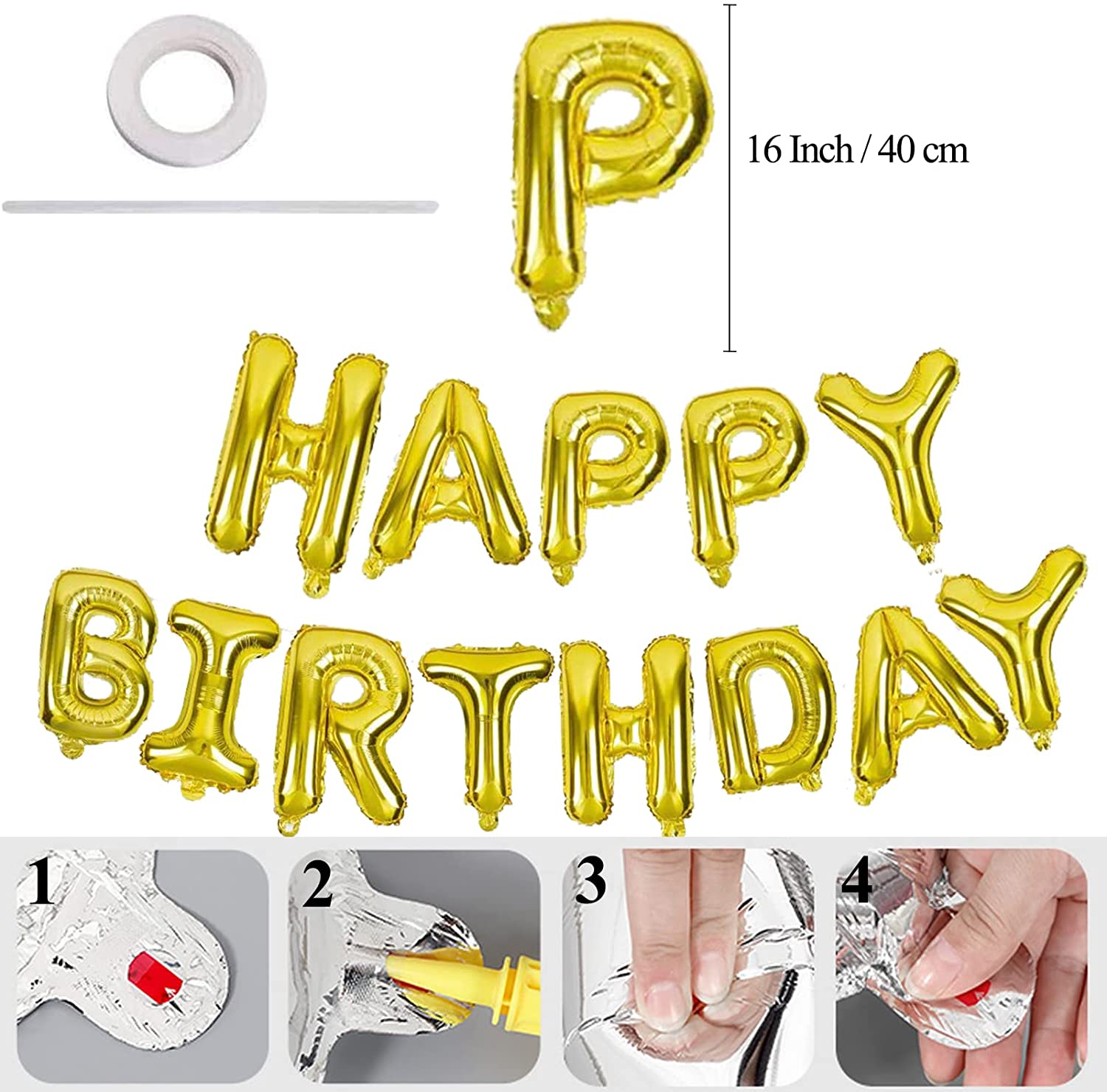 Happy Birthday Banner Mylar Foil Letters Inflatable Party Decor Event Decorations Kids Adults 