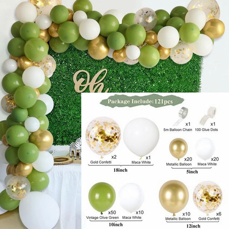 Macaron Balloons Green Gold Metal Balloon Garland Arch Wedding Birthday Decoration Party Kids Baby Shower Inflatable Decorations