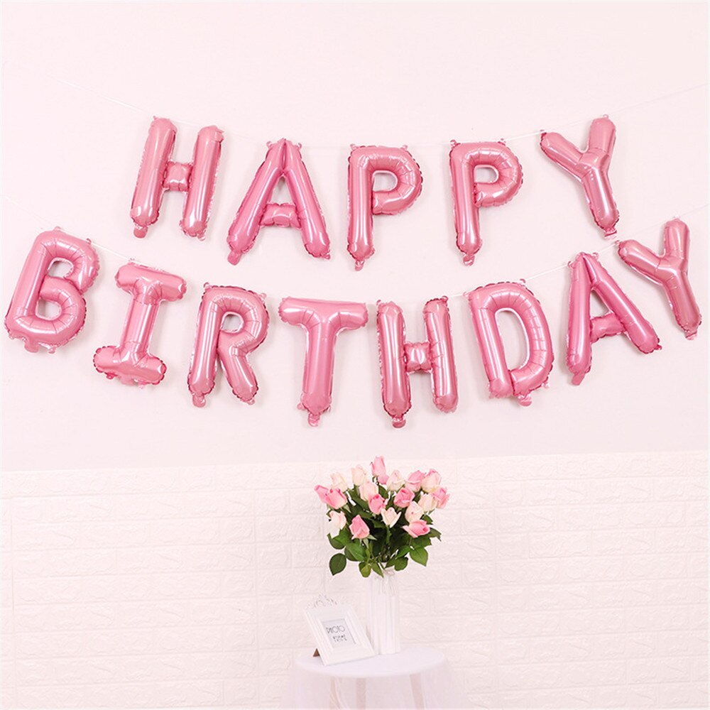 Happy Birthday Decoration Balloons Rose Gold Letter Foil Ballons love Banner Party Decor Globos Balony Anniversa 