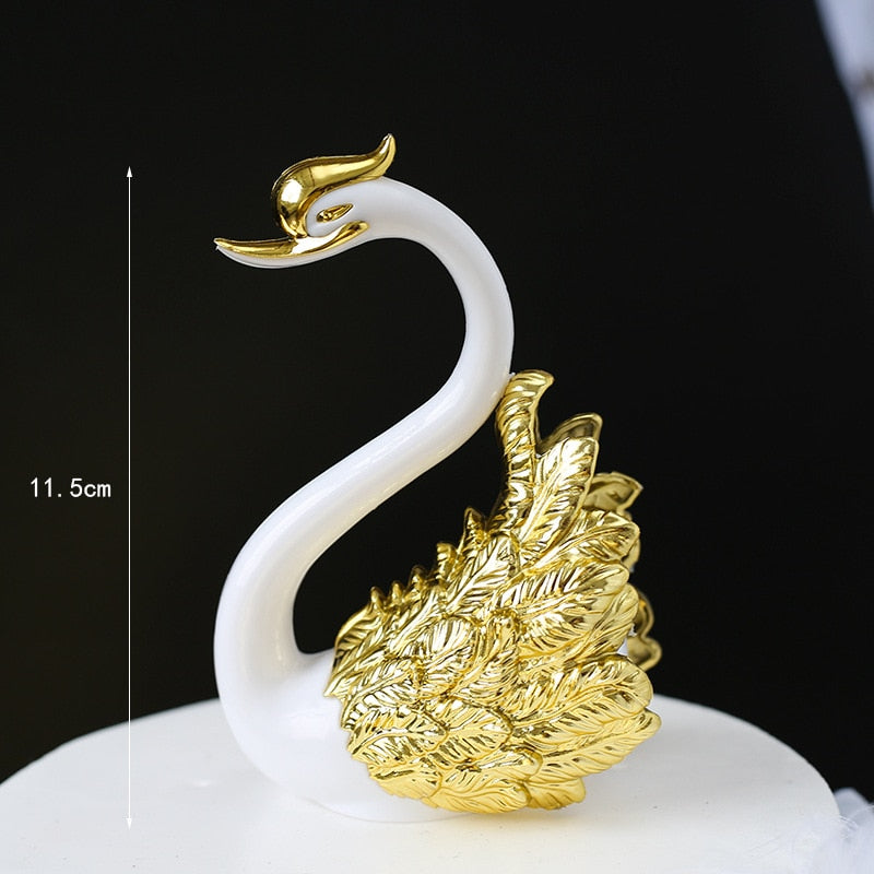 Gold Silver Flamingo Birthday Cake Topper Peacock Feather Wedding Party Dessert Flags Picks Crown Anniversary Cupcake Decoration 