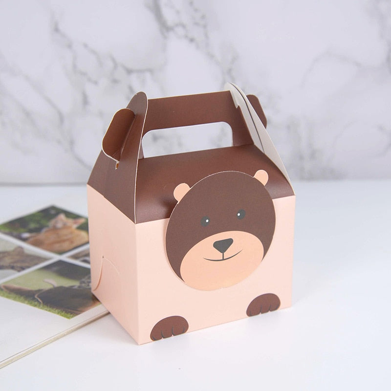 5Pcs Cute Animals Candy Box Lion Elephant Portable Biscuit Box Wild Jungle Birthday Party Decor Gift Box Baby Shower Supplies PartyDecorHQ