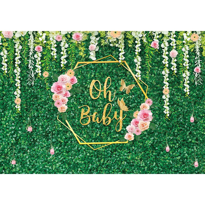 Wedding Backdrop Spring Flower Grass Leaves Nature Baby Shower Newborn Background Party Photocall Photobooth Vinyl 