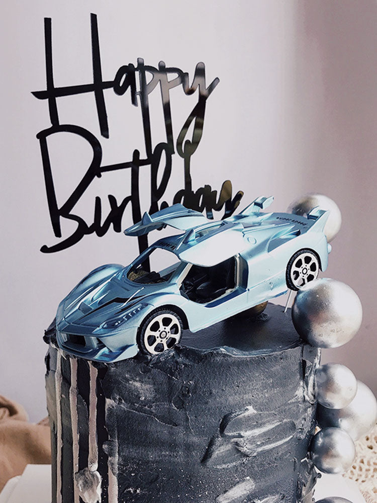 Sports Car Cake Topper for Birthday Party Decor Alloy Locomotive Baby Shower Love Gifts Boy Kid Wedding Baking Supplies PartyDecorHQ