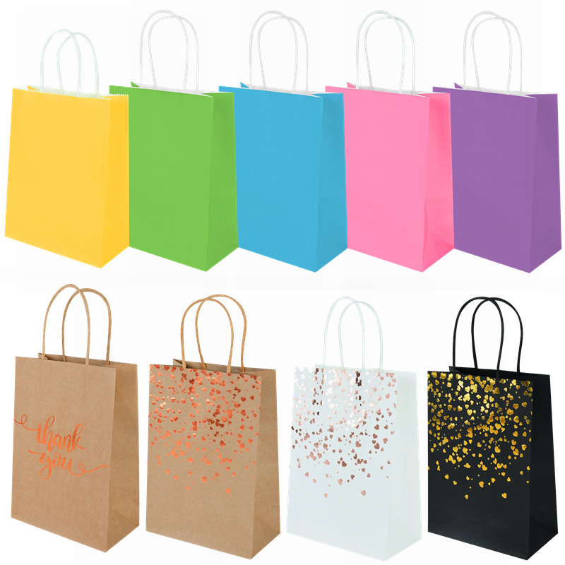 pcs Paper Bags Handles Multicolor Heart Gift Bag cm Wedding Birthday Party Favors Cookie Gifts Packaging Supplies 