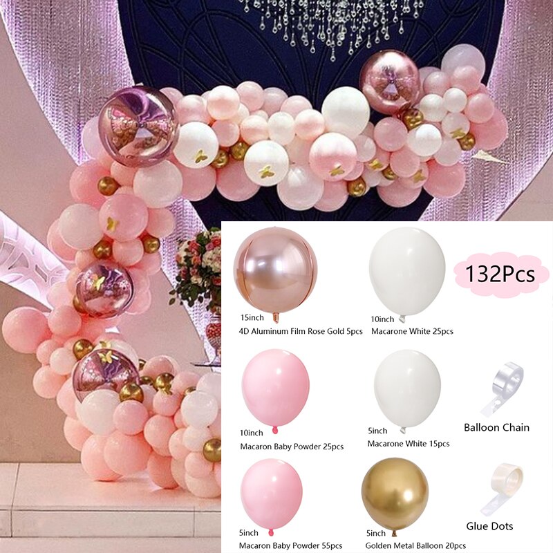 Macaron Balloons Arch Set White Pink Golden Balloon Garland Baby Baptism Shower Birthday Party Wedding Decoration Inflatable Decorations