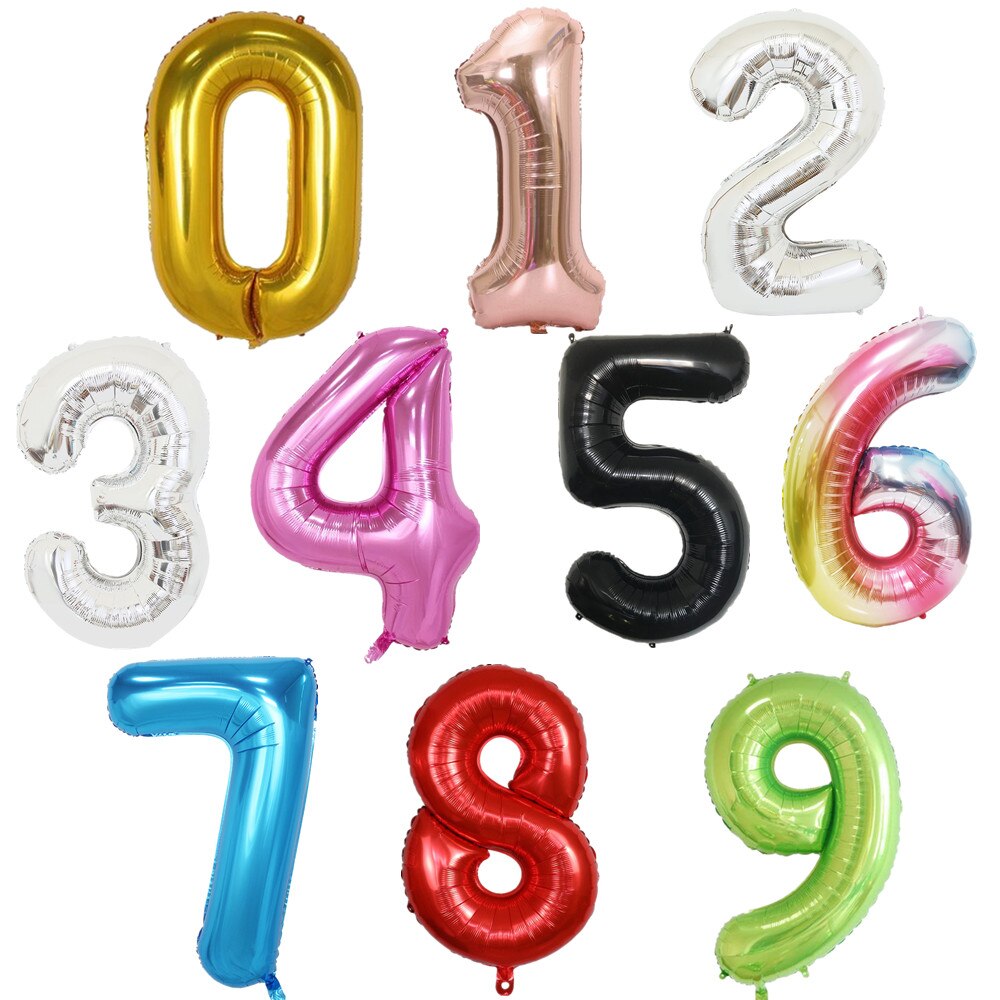 inch Foil Number Balloons Baby Shower Birthday Anniversary Party Helium Digit Figure Balloon Decorations Wedding Globos 