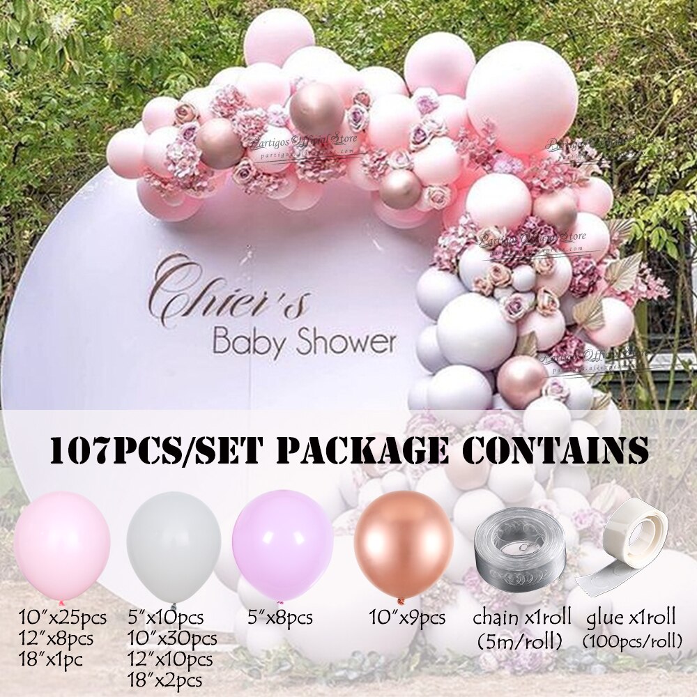 Pcs Macaron Pastel Pink Mix Matte Grey Latex Balloons Garland Kit Chain Valentines Day Wedding Baby Shower Home Decorations Inflatable Party