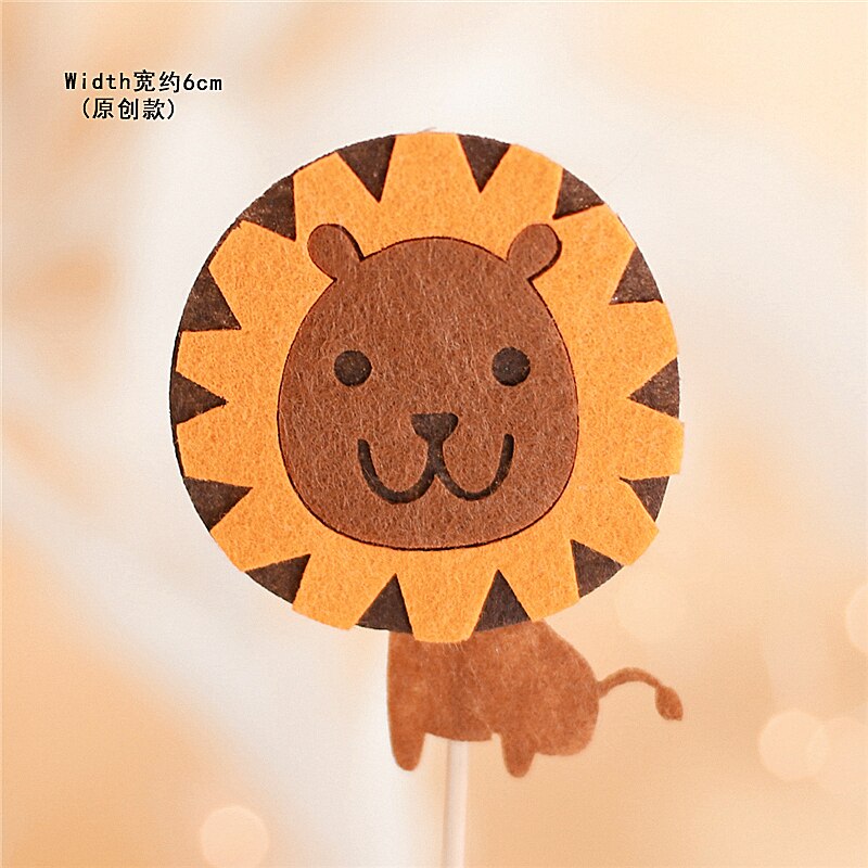 Cartoon Woodland Animals Lion Elephant Cake Topper Jungle Safari Cupcake Decor Cute Forest Loin Boy Birthday Hedgehog 