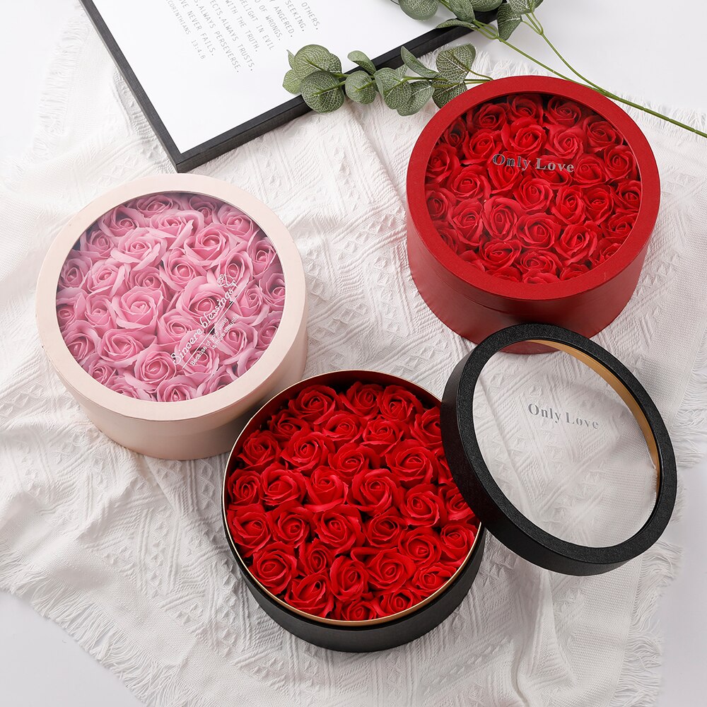 Pcs Valentines Day Gifts Soap Rose Box Artificial Flowers Bridal Bouquet Wedding Party Decorations Anniversary Presents 