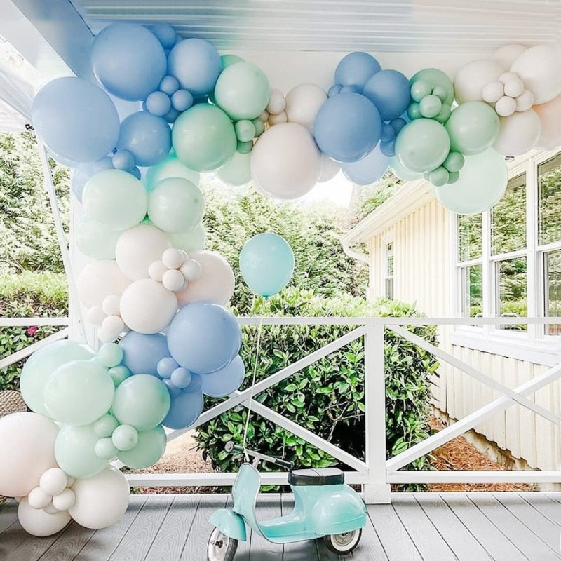 100Pcs Macaron Balloons Arch Set White Blue Green Balloon Garland Baby Baptism Shower Wedding Birthday Party Balloon Decoration PartyDecorHQ