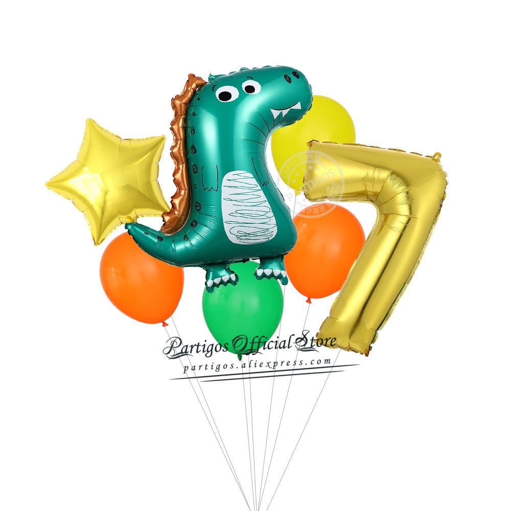 set Dinosaur Foil Balloons inch foil Number Globos Party Jungle Jurassic dragon boys Birthday Decors 