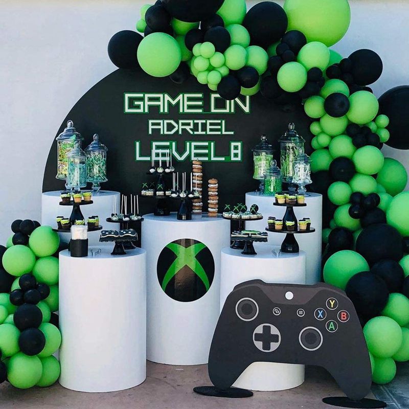 Game Themed Party Decorations Green Black Latex Balloons Arch Kit Boy st nd rd Birthday Baby Shower Supplies 