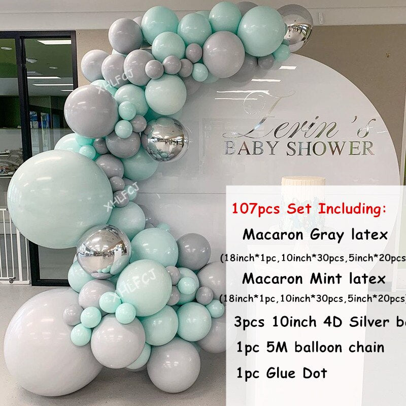 pcs Pastel Balloons Garland Arch Kit Sliver Macaron Gray Mint Birthday Wedding Baby Shower Anniversary Party Decoration Inflatable Decorations