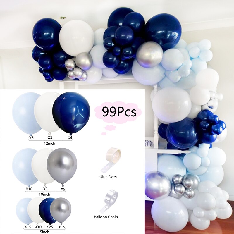 Macaron Balloons Arch Set Blue White Silver Balloon Garland Baby Baptism Shower Wedding Birthday Party Decoration Inflatable Decorations