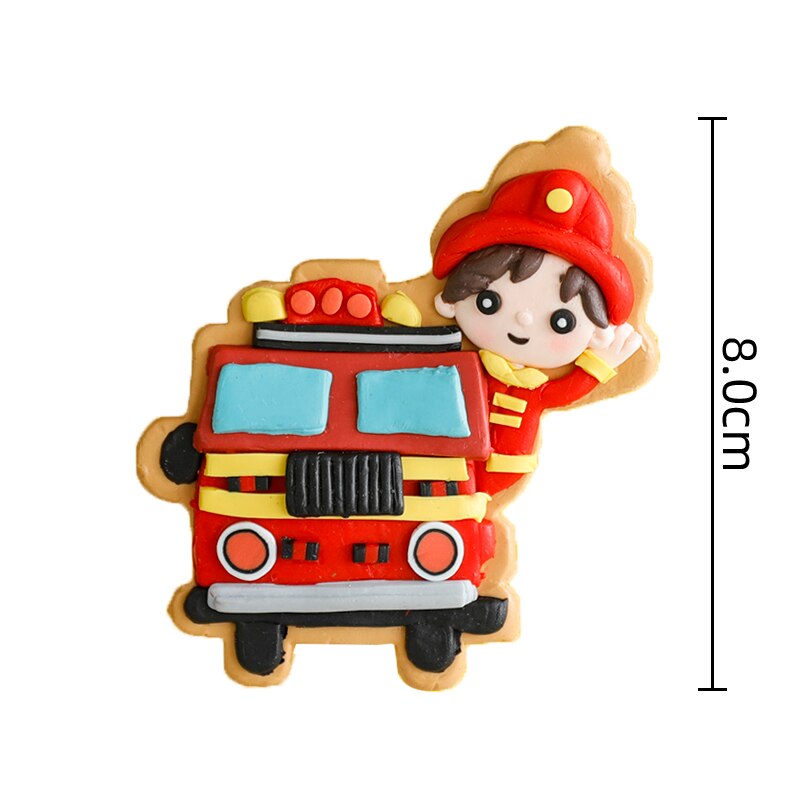 Cartoon Boy Fire truck Doll Ornaments Cake Topper Children's Birthday Party Extinguishing Hero Decoration Cakes Baking 