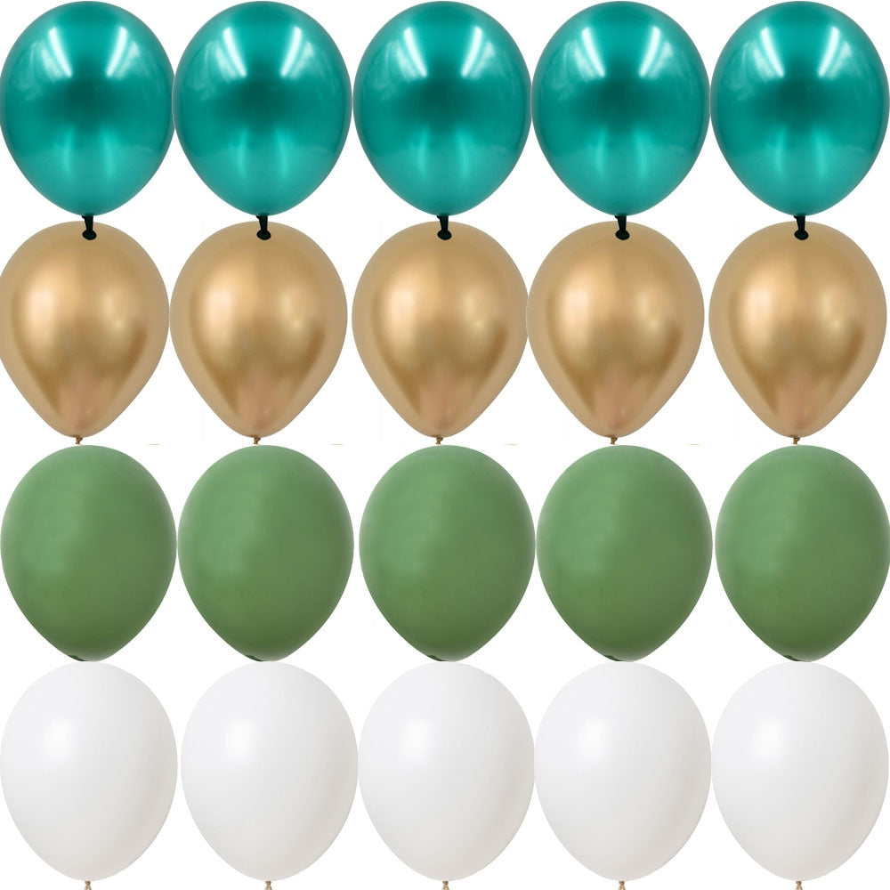 PCS inch Balloon Kit Retro Green White Gold Balls Birthday Wedding Anniversary Jungle Summer Party Decor Home Supplies 