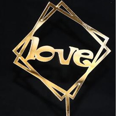 Happy Birthday Love Flag Cake Topper Acrylic Letter Gold Silver Top Decoration Party Wedding Supplies 