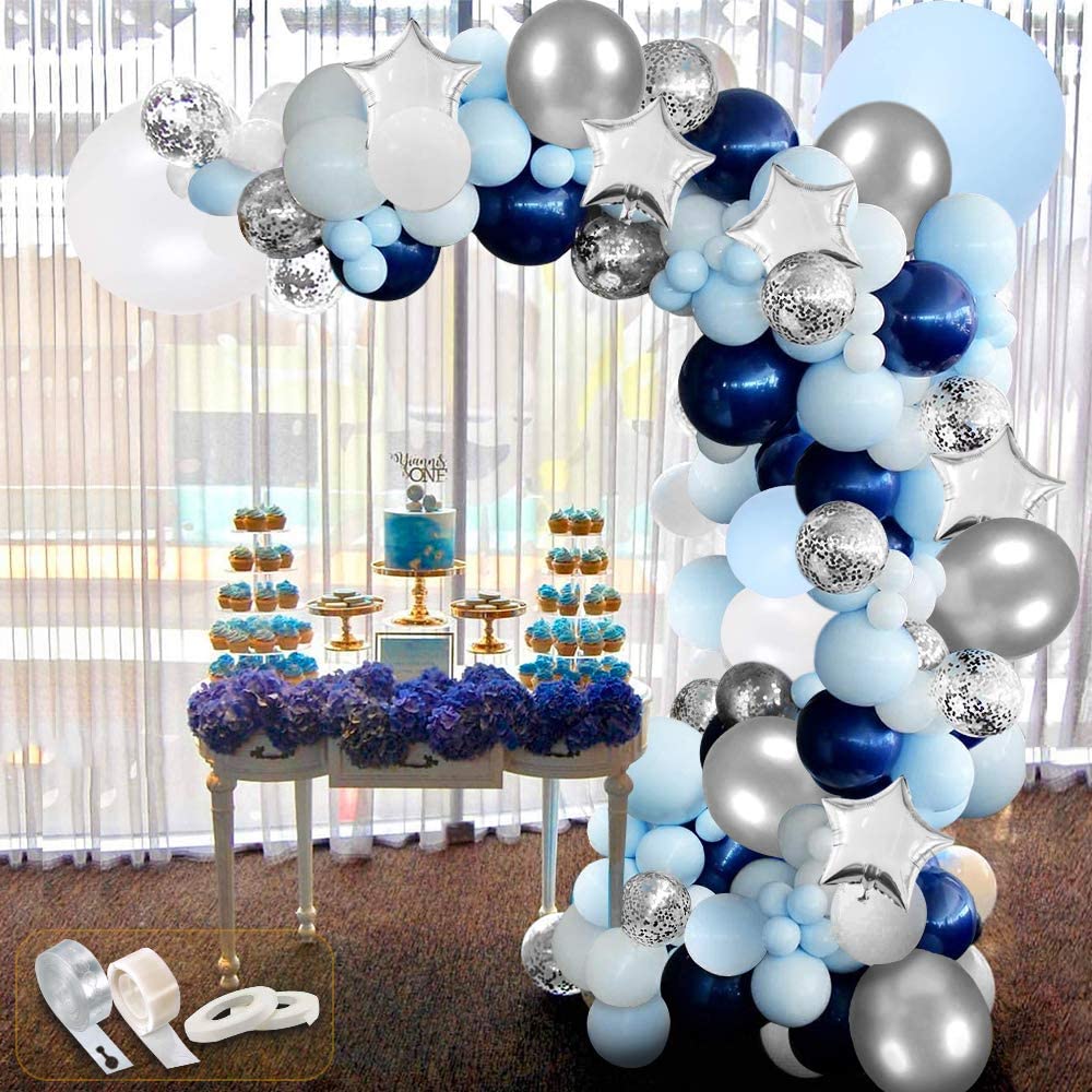 101 Pcs Wedding Decoration Blue Balloons Garland Arch Kit for Kids Baby Shower Anniversary Birthday Party Balloon Supplies PartyDecorHQ