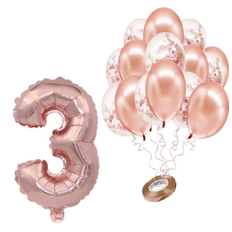 pcs/lot Rose Gold Number Foil Balloons Happy Birthday Baby Shower Kids st Party Decorations Balloon 