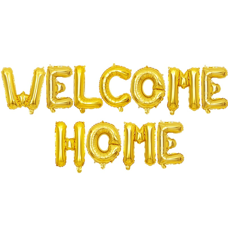 set inch Rose Gold Welcome Home Letter Foil Balloons Back Event Party supplies Inflatable Air globals Decor 