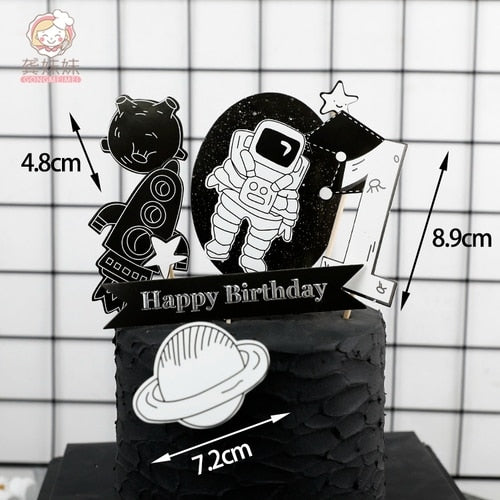 Astronaut Cake Topper Space Universe Planet Series Toppers Outer Birthday Party Dessert Props Festive Decoration 