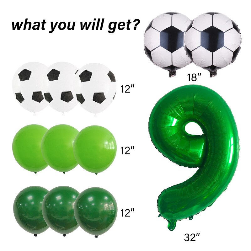 Lvyin Football Series Latex Balloon Set Number Foil Boy st nd rd Birthday Party Decoration 