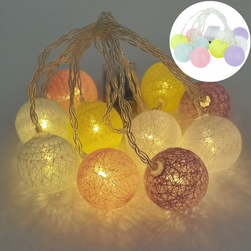 LED Cotton Ball Garland String Lights Christmas Fairy Wedding Xmas Party Home Outdoor Hanging Decoration Inflatable Decorations