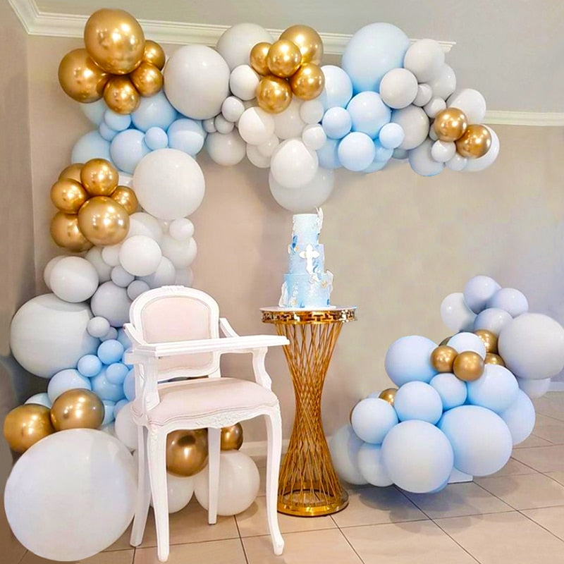 Pcs Balloons Arch Set Blue White Gray Gold Balloon Garland Wedding Birthday Party Baby Baptism Shower Decoration Inflatable Decorations