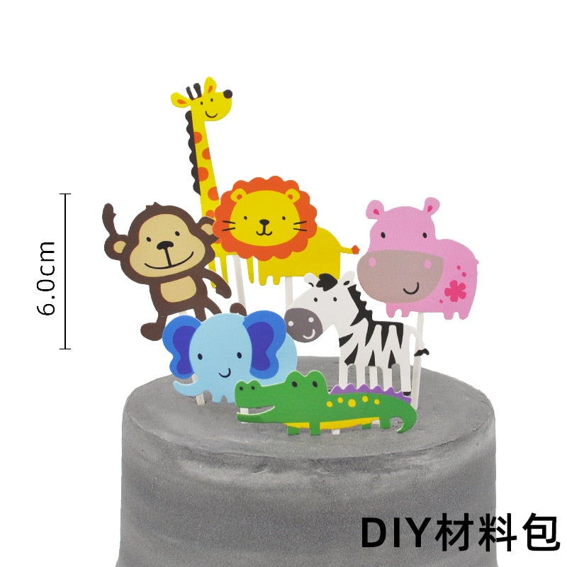 Jungle Theme Animals Decoration Cake Birthday Party Lion Rabbit Zoo Forest Figures Deco Kids Baby Festival Favors Gift 