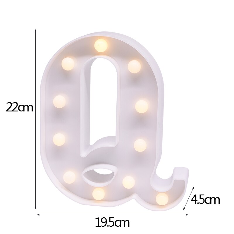 DIY LED Letter Numbers Night Light Wall Hanging Decoration Wedding Birthday Party Alphabet Digit Symbol Sign without Battery 