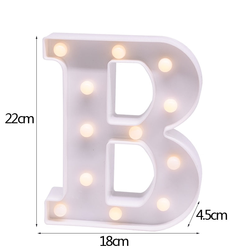 DIY LED Letter Numbers Night Light Wall Hanging Decoration Wedding Birthday Party Alphabet Digit Symbol Sign without Battery 