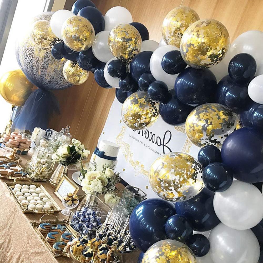 Navy Party Balloons Arch Kit Blue White Latex Balloon Gold Confetti Metallic Globos Baby Shower Birthday Decor 