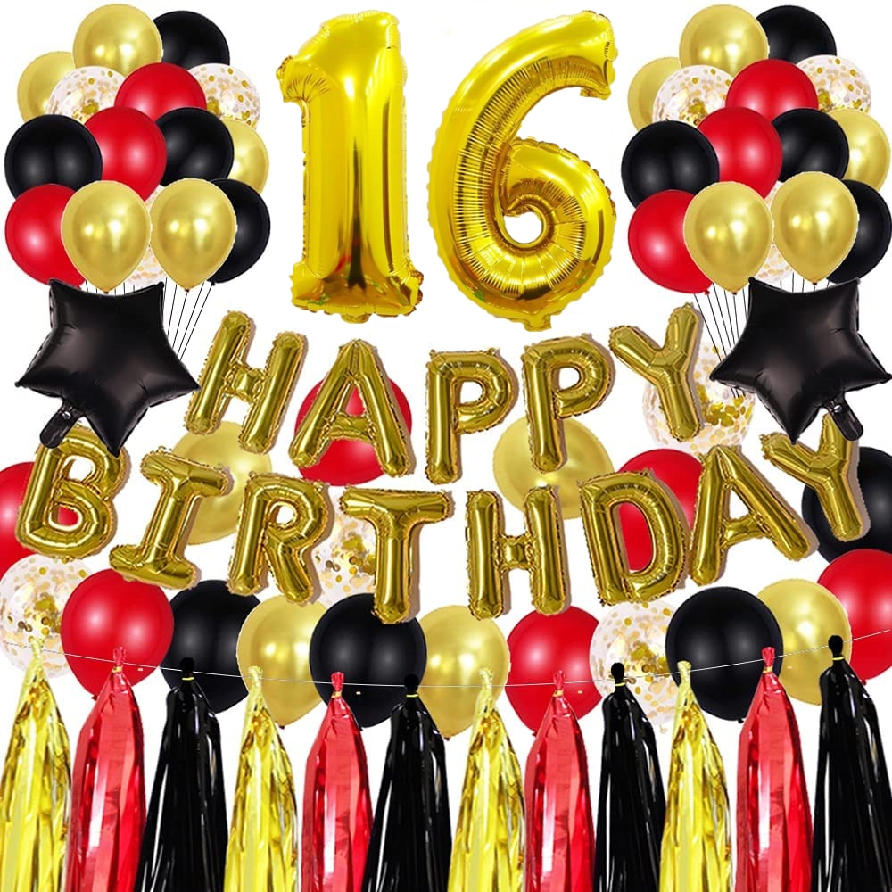 pcs Golden th Birthday Party Decorations inch Letter Balloons Banner Tassels Garland Number Latex Balloon 